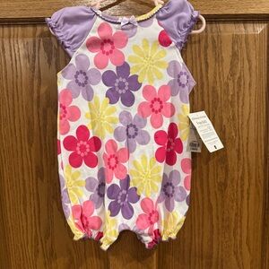 Vintage Okie Dokie 12M Floral Bubble Romper NWT Retro Baby